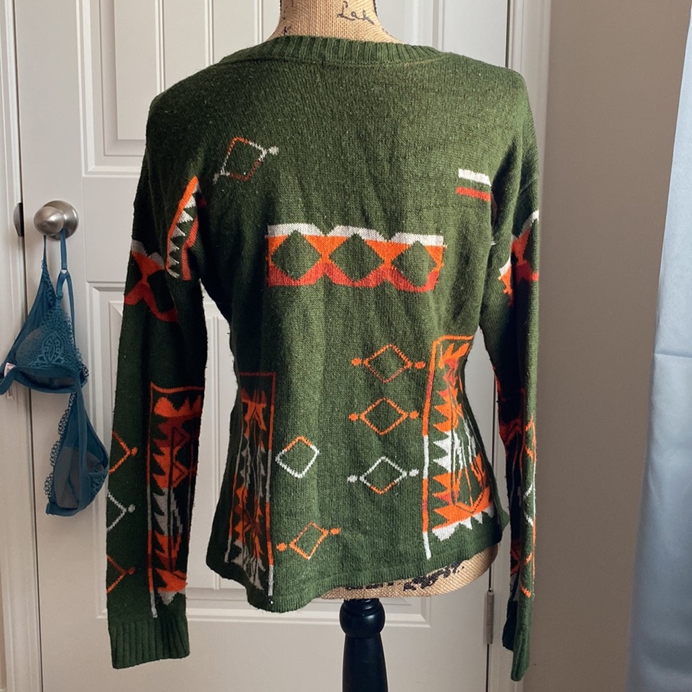 Green Aztec Designed Sweater - Picture 2 of 7